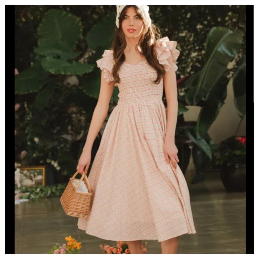 Ivy City Co Hattie Dress In Neutral Plaid 1x